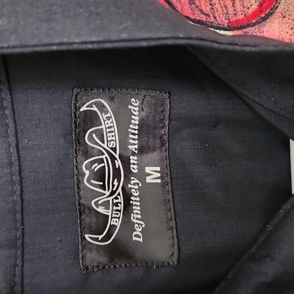 Men's Bull Shirt Western Rodeo Black LS Shirt - Picture 2 of 8